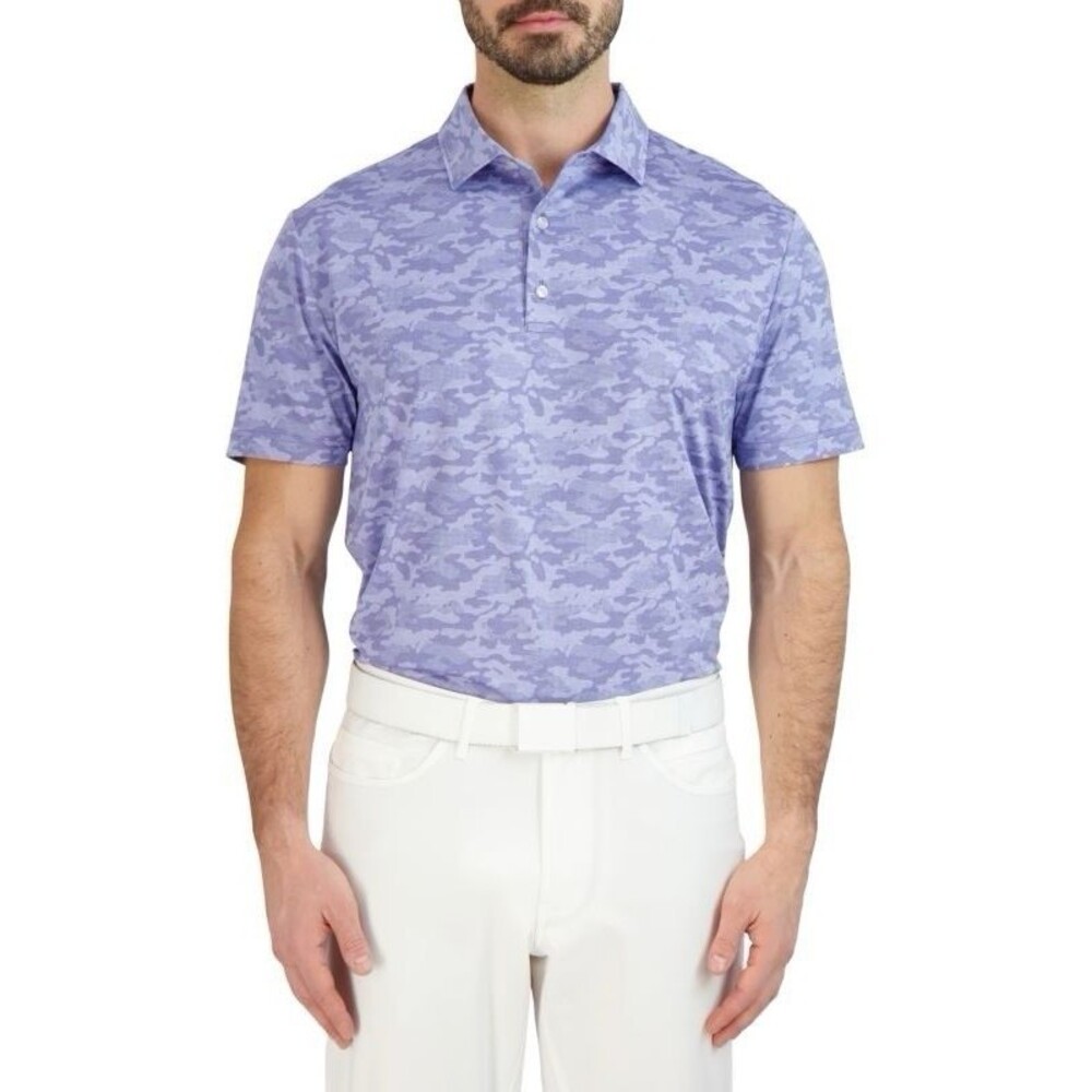 Hickey Freeman Performance Golf Polo Shirt Mens XL Purple Camo Waterfall